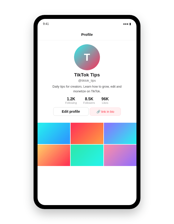 TikTok主页界面示意图