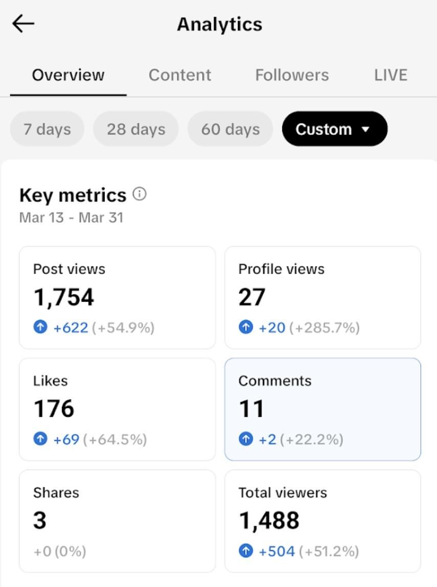 TikTok Analytics后台核心指标页