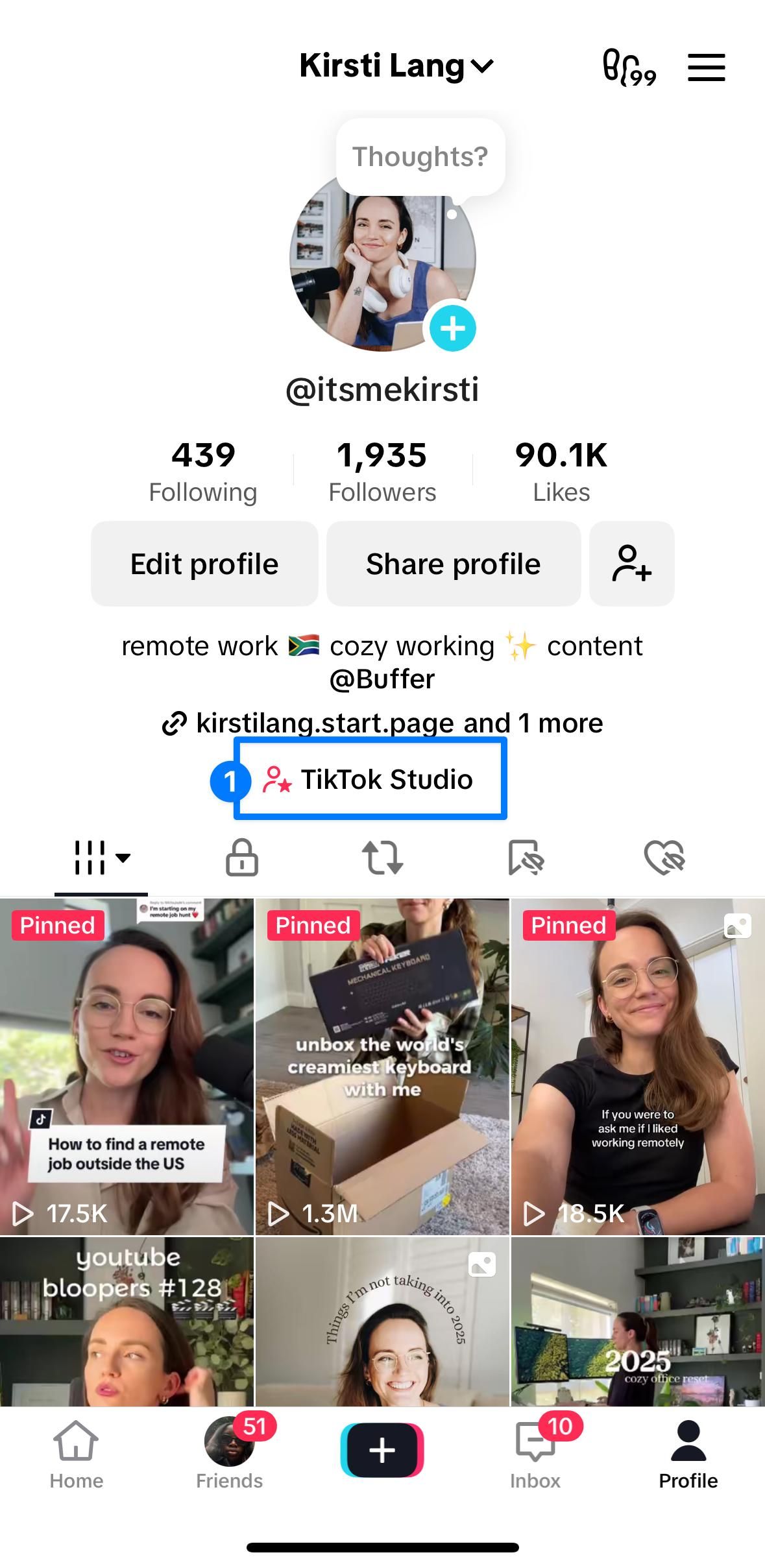 TikTok账号主页示例
